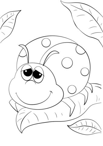 Cute Cartoon Ladybug Coloring Page